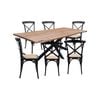 Lantana 7pc 210cm Dining Table 6 Black X-Back Chair Set Live Edge Acacia Wood