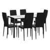 Oikiture 7PCS Rectangle 140cm Dining Table &Chairs Marble White&Black