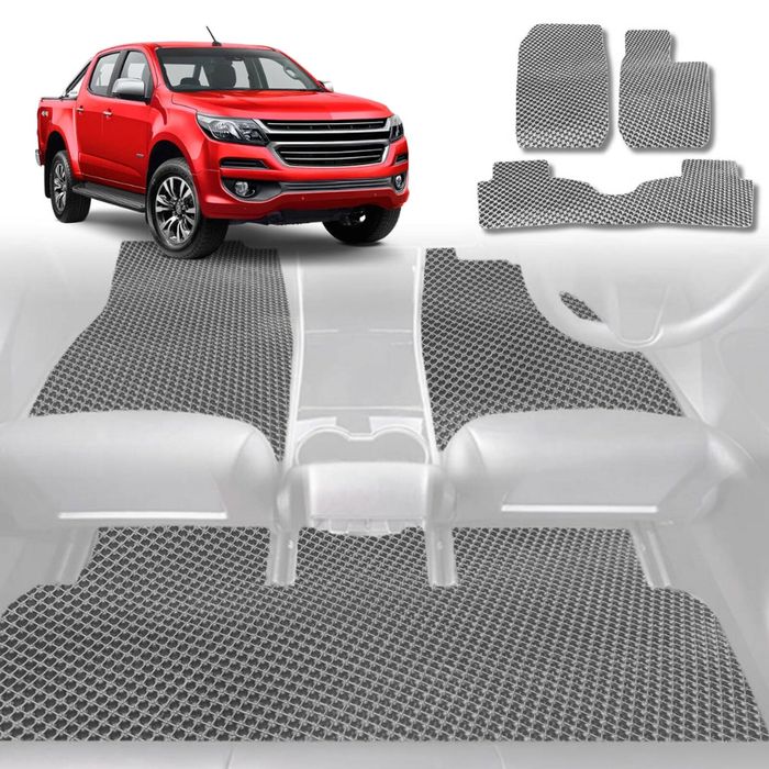 6D Diamond Car Floor Mats for Holden Colorado 7 2015-2020-Ultimate Set-Grey-Outback GT