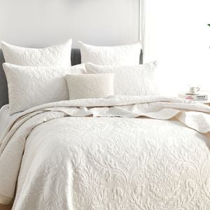 Renee Taylor Berlin Jacquard Super King Coverlet Set/2x Pillowcase Stone