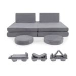 Costway 6PCS Kids Modular Play Sofa Convertible Foam Couch Set - Grey