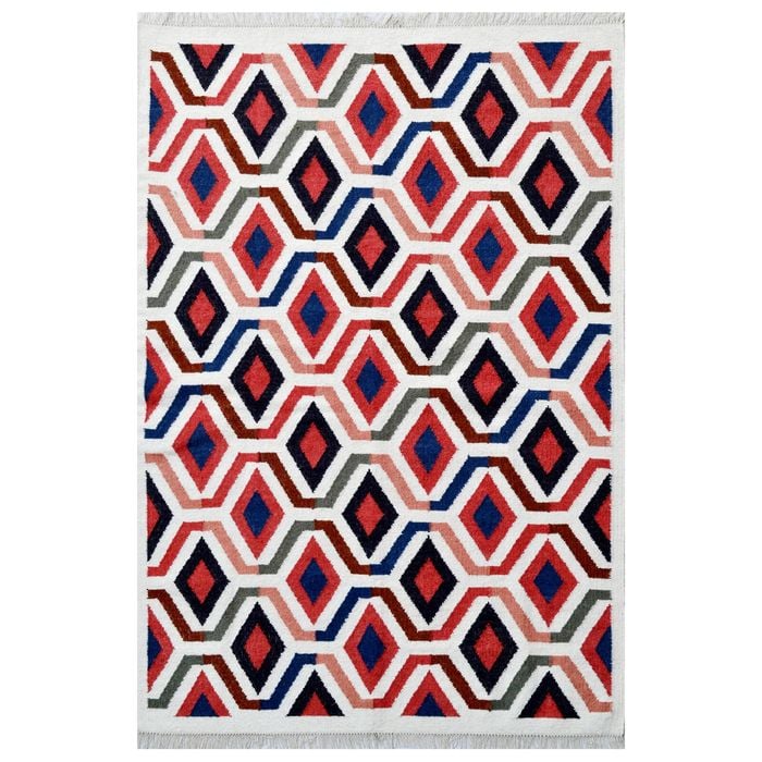 Designer Handwoven Wool Rug-Nordic 6352-Ivory Multi-110x160cm