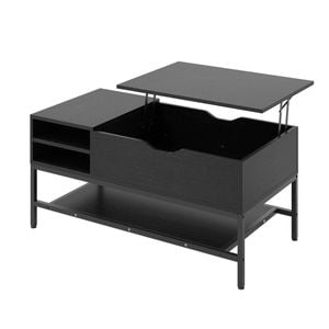 Costway Lift Top Coffee Table Center Table Side Storage Shelves Black