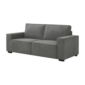3 Seater Sofa Fabric Upholstery Wooden Structure Knock Down Feature in Dark Grey Colour