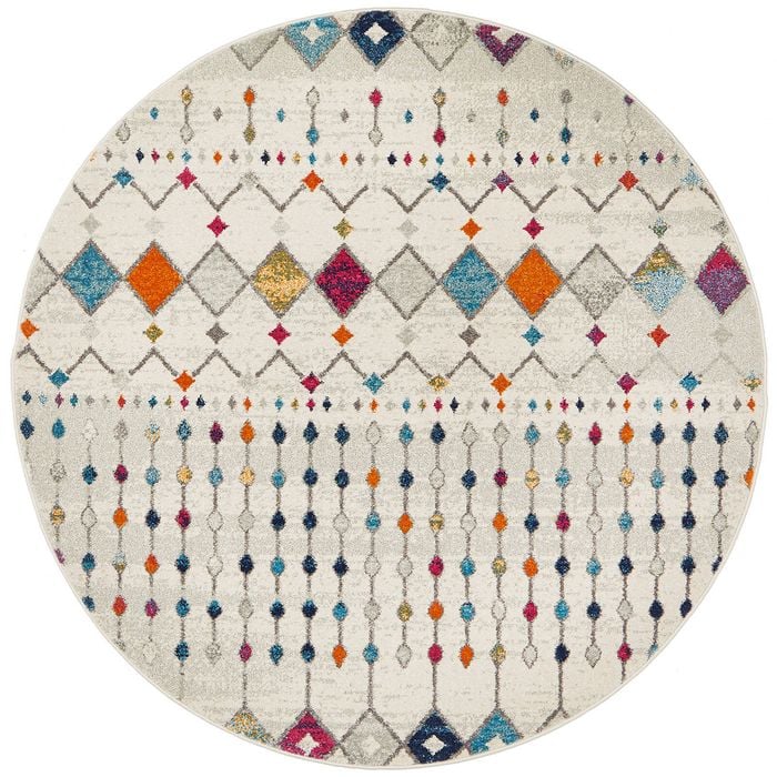 The Rug Connection Ama 356 Off White 200x200cm - Medium Round Transitional Pet Friendly Indoor Rug