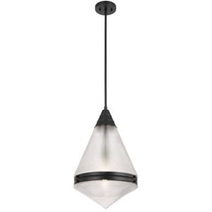 Telbix Harnon Modern Pendant Hanging Lamp Light Metal Glass Black Matte