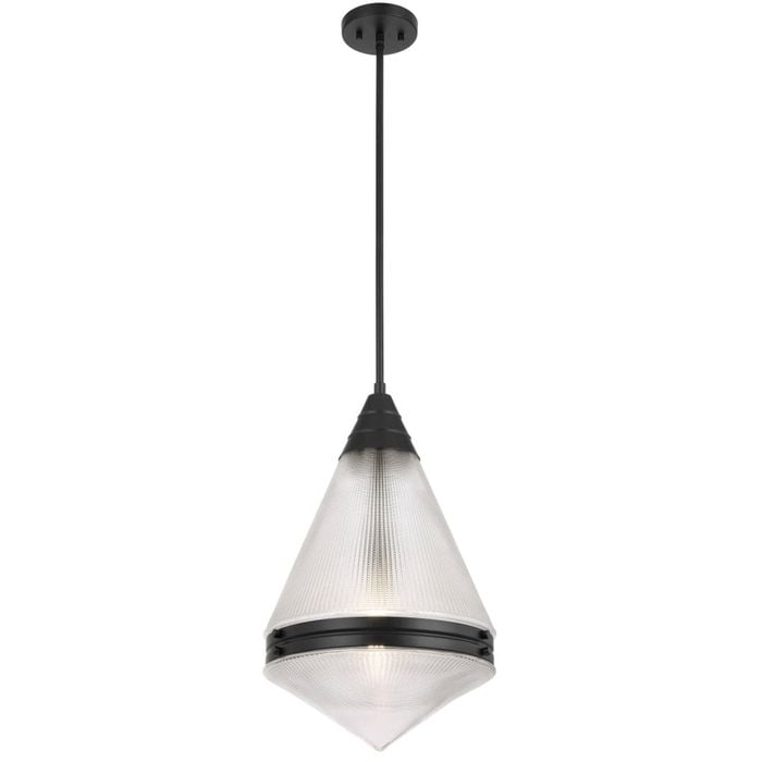 Telbix Harnon Modern Pendant Hanging Lamp Light Metal Glass Black Matte