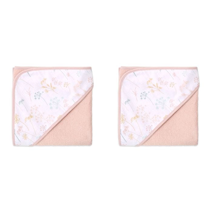 2PK Little Haven Cotton Hooded Wild Flower Soft Baby Towel 76cm
