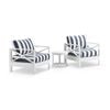 Kansas Lounge Patio Balcony Set Side Table White & Navy Stripe Cushions