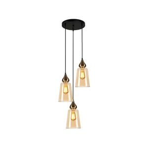 CLA Lighting JEREZ1 Interior Bronze Amber Glass Flat Top Ellipse Pendant Light- 3 lits Round