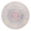 Loopsie-160cm X 160cm-seri Pink And Blue Medallion Washable Round Rug