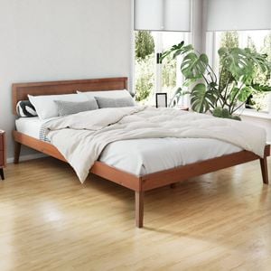 Artiss Bed Frame Queen Size Wooden Bed Base Walnut SPLAY