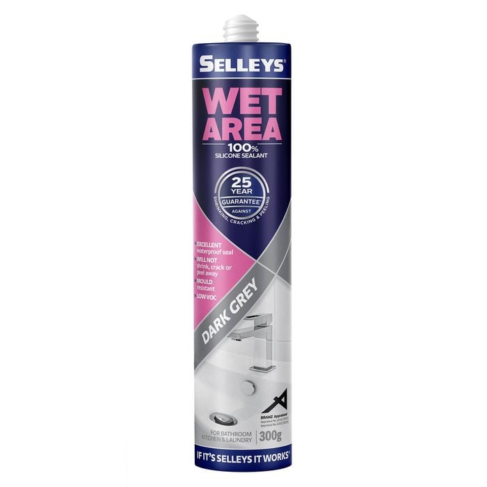 Selleys 300g Wet Area Waterproof Silicone Sealant - Dark Grey