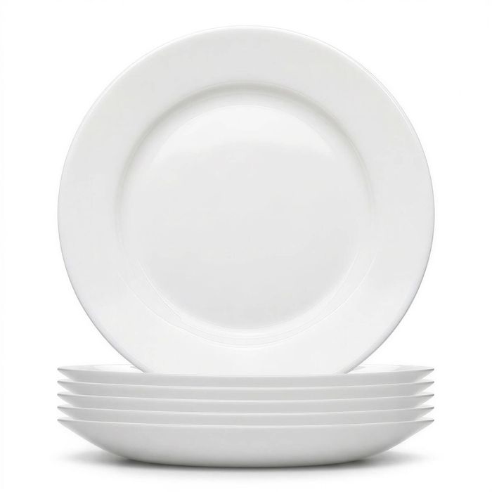 Argon Tableware Round Opalware Buffet Dinner Plates - 22.5cm - White - Pack of 6