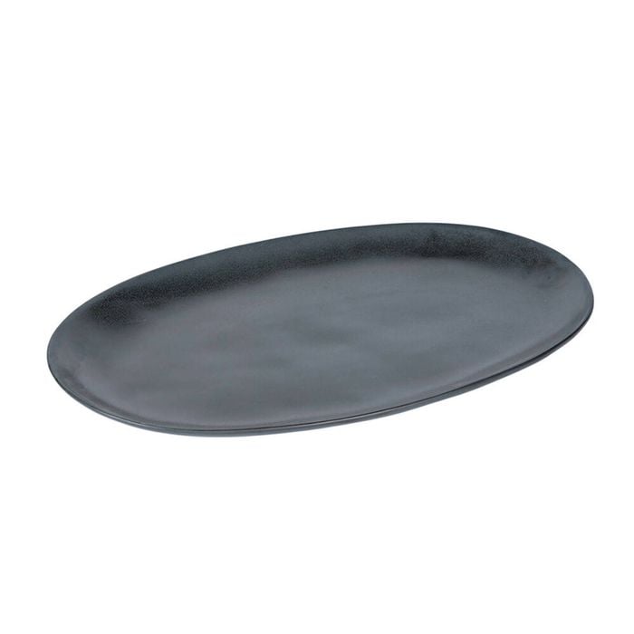 NF Living Ovalo Oval Plate 42x25x3 Reactive Glaze Stoneware Dinnerware Charcoal
