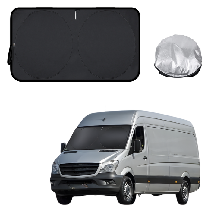 Front Windscreen Sun Shade for Mercedes-Benz Sprinter 2006 - 2018 (906, NCV3) - XL 160 x 100 cm - Black