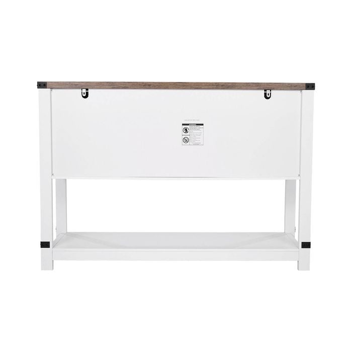 Vevor 120 X 39.8 X 83 Cm Coffee Bar Cabinet White And Brown With 4-tier Storage For Living Room