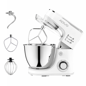 ADIVO 1300W Electric Stand Mixer 6 Speed 5L Kitchen Timer LED Whisk Cake Bowl