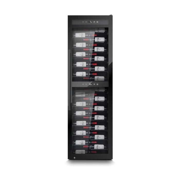 Caso 141 Bottle Presentation Style Lockable Wine Fridge With Uv Glass Silver
