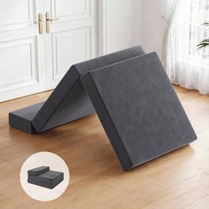 Giselle Folding Mattress 12cm Single Foldable Foam Bed Mat Grey Portable