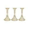 3PK Glass 18cm Medium Belle Taper Stick Candle Holder - Champagne