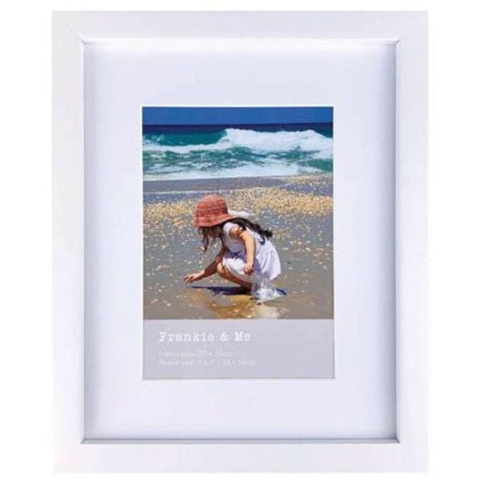 Frankie & Me Wooden Border 5x7'' Picture Frame Home/Office Photo Decor White