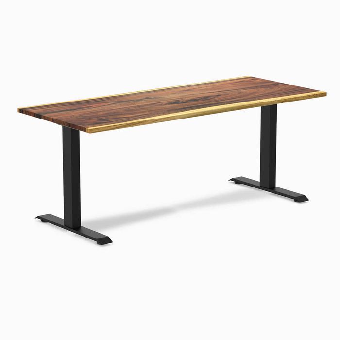 Desky Fixed Height Hardwood Office Desk Matte Black Frame 180cm