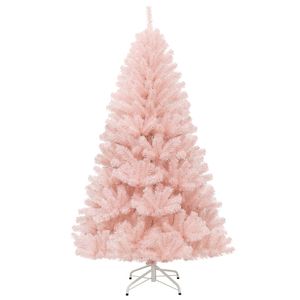 Costway 1.8M Fluffy Christmas Tree 700 Tips PVC Xmas Tree Hinged Indoor Home Decor Gift-Pink