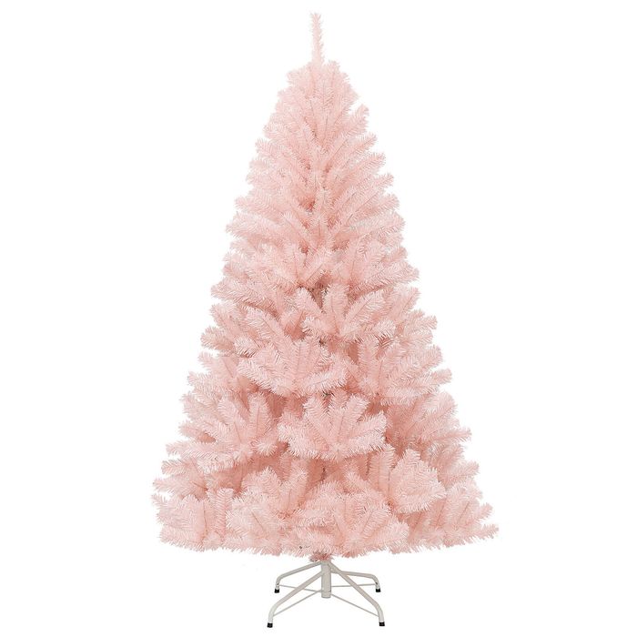 Costway 1.8M Fluffy Christmas Tree 700 Tips PVC Xmas Tree Hinged Indoor Home Decor Gift-Pink