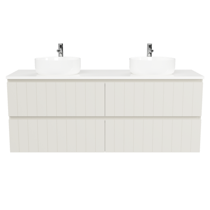 New England Joinery 1500mm Splendor Double Basin SilkSurface Top Wall Hung Vanity