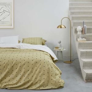 Vtwonen King Yellow  Yellow Striped Hearts Cotton Quilt Cover Set