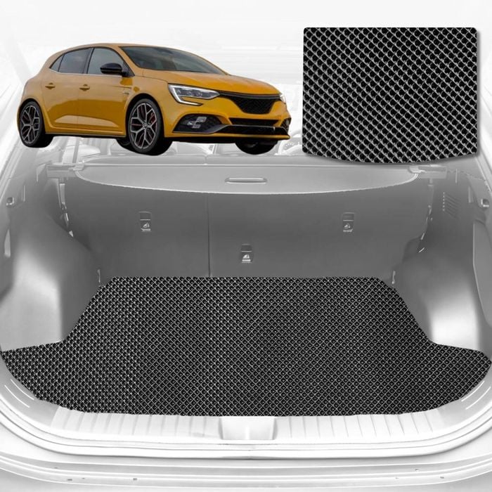 6D Diamond Car Boot Mat for Renault Megane R.S.2017-Current-Hatch-Cargo Mat-Black-Outback GT