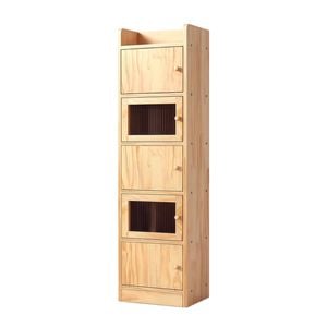 Lauft 5-Tier Natural Bamboo Bookshelf, Wooden Tall Storage Cabinet & Bookcase