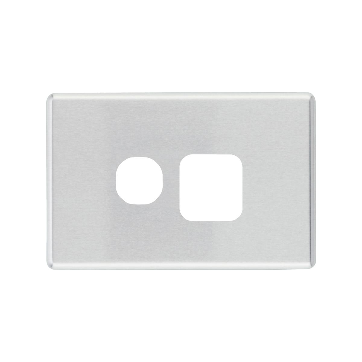 Deta S-Line Single Brushed Aluminium Powerpoint Cover Plate - Bunnings ...