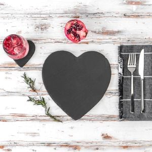 Argon Tableware Heart Shaped Natural Slate Placemats Set - Pack Of 6