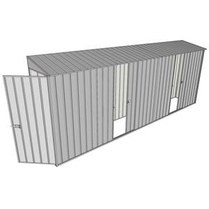 Build-a-Shed 0.8 x 5.2 x 2m Single Hinged Door Skillion Shed with Dual Single Sliding Side Doors - Zinc