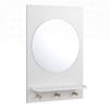 Costway Bathroom Mirror Storage Shelf Hooks Wall Makeup Vanity-White
