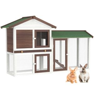 Advwin Large Rabbit Hutch Chicken Coop Guinea Pig Cage Pet House Waterproof 133x86x33cm