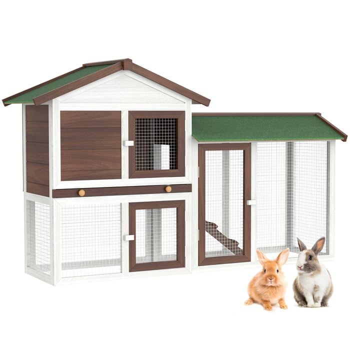 Advwin Large Rabbit Hutch Chicken Coop Guinea Pig Cage Pet House Waterproof 133x86x33cm