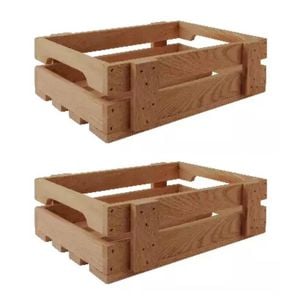 Athena Brooklyn Jersey Crate 30 x 20 x 9cm Acacia Wood | Set of 2