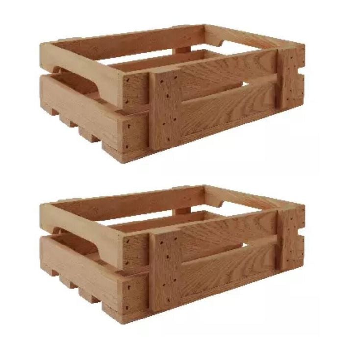 Athena Brooklyn Jersey Crate 30 x 20 x 9cm Acacia Wood | Set of 2