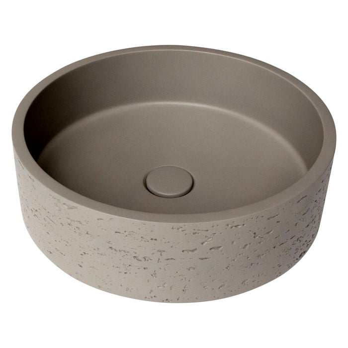 New Form Concreting Drift Round Concrete Vessel Basin in Taupe with Rugged Texture