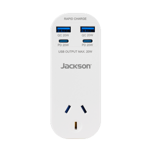 Jackson 20W White USB-A + USB-C 1 Outlet Wall Adaptor