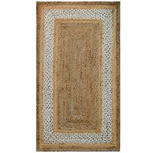 Handwoven Natural Jute Rug-Border 1126-Natural Ivory-80x150cm