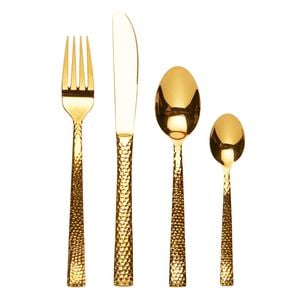 Set Of 16 Pcs Hammer Cutlery Gold