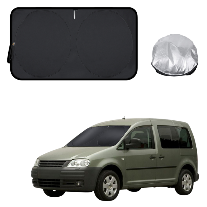 Front Windscreen Sun Shade for VolksWagen Caddy 2005 - 2021 Front Only - XL 160 x 100 cm - Black