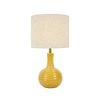 Tsai Ochra Table Lamp , Handmade Ceramic With Linen Shade, Built-in Usb-c Yellow
