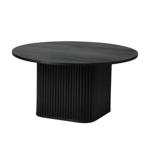 Oikiture Coffee Table Round Wooden Black