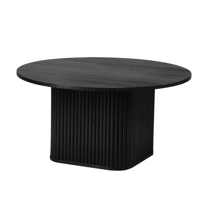 Oikiture Coffee Table Round Wooden Black