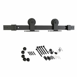 Rolltrak 2000 x 40 x 6mm Matte Black Smooth Finish Top Fix Barn Door Track Set - Matte Black